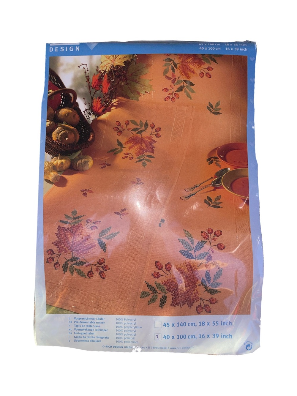 Rico Design Cross Stitch Kit with a pretty Autumn Floral Patter
